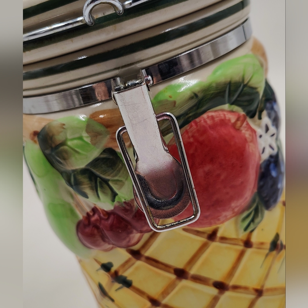 Vintage Fruit Ceramic Lock Canister Retro Kitchen - Picture 6 of 11